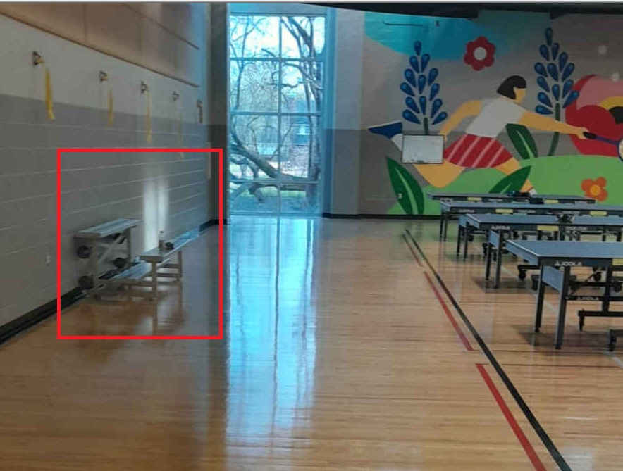 Bleachers in sacred zone